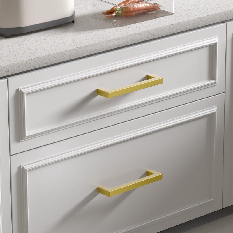 goldenwarm Kitchen Cabinet Handles Brass Drawer Pulls - LSJ12GD458 Kitchen Drawer Handles Knobs and Handles for Dresser Drawers Gold Pulls 10 Pack - Image 3